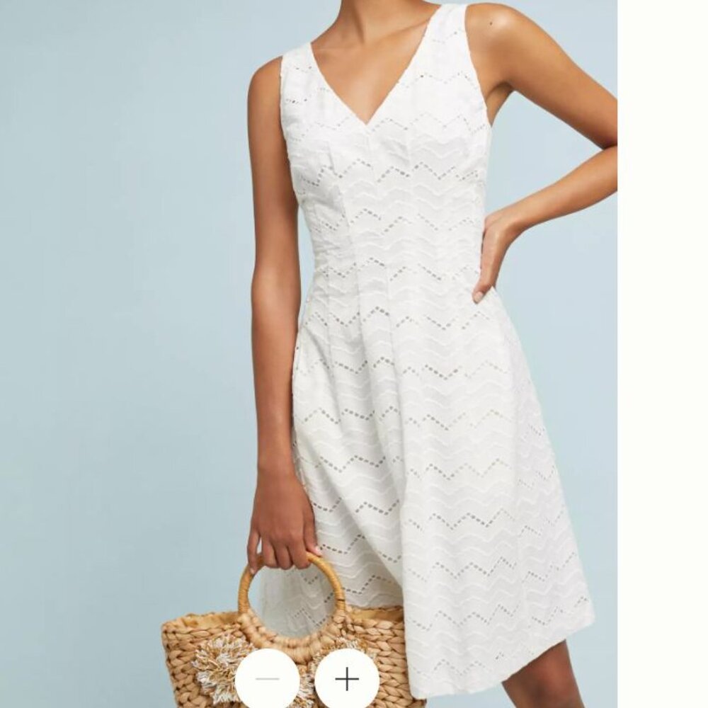 Anthropologie White Buvette Floral Dress Size 6